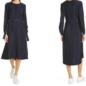 Ted Baker Amina Long Sleeve Utility Midi Dress in Navy Sz 6